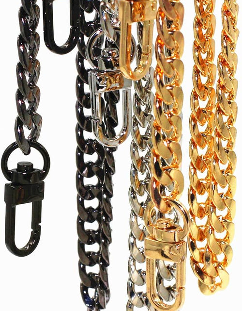 Load image into Gallery viewer, DIY Iron Flat Chain Strap Handbag Chains Purse Chain Straps Shoulder Cross Body Replacement Straps with Metal Buckles (47", Gold)
