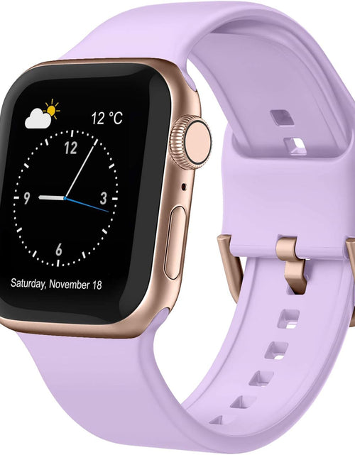 Load image into Gallery viewer, Adepoy Compatible with Apple Watch Bands 45Mm 44Mm 42Mm, Soft Silicone Sport Wristbands Replacement Strap with Classic Clasp for Iwatch Series SE 7 6 5 4 3 2 1 for Women Men, Lavender 42/44/45Mm
