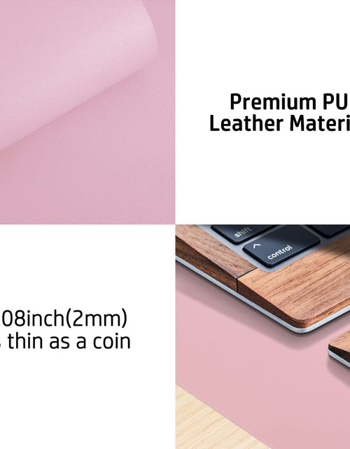 Load image into Gallery viewer, Leather Desk Pad Protector, Mouse Pad, Office Desk Mat, Non-Slip PU Leather Desk Blotter, Laptop Desk Pad, Waterproof Desk Writing Pad for Office and Home (31.5" X 15.7", Fairy Pink)
