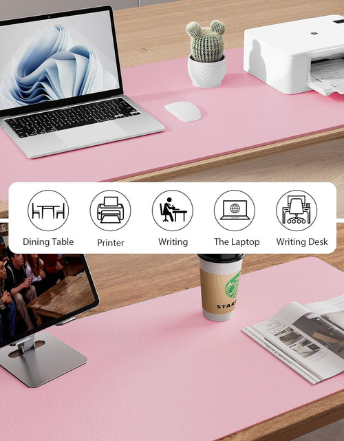 Load image into Gallery viewer, Leather Desk Pad Protector, Mouse Pad, Office Desk Mat, Non-Slip PU Leather Desk Blotter, Laptop Desk Pad, Waterproof Desk Writing Pad for Office and Home (31.5" X 15.7", Fairy Pink)
