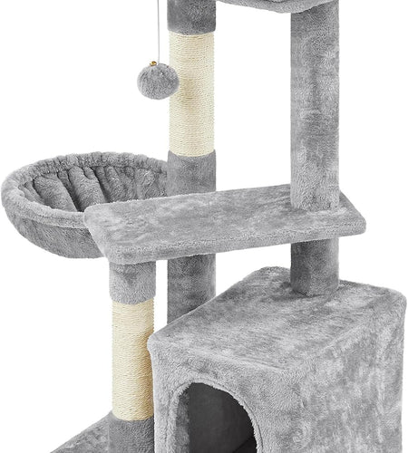 Cat Tree 34In Cat Tower Plush Cover with Condo, Platform & Basket for Indoor Kittens, Cat Furniture Activity Tree