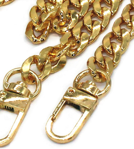 DIY Iron Flat Chain Strap Handbag Chains Purse Chain Straps Shoulder Cross Body Replacement Straps with Metal Buckles (47", Gold)