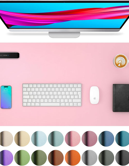 Load image into Gallery viewer, Leather Desk Pad Protector, Mouse Pad, Office Desk Mat, Non-Slip PU Leather Desk Blotter, Laptop Desk Pad, Waterproof Desk Writing Pad for Office and Home (31.5" X 15.7", Fairy Pink)
