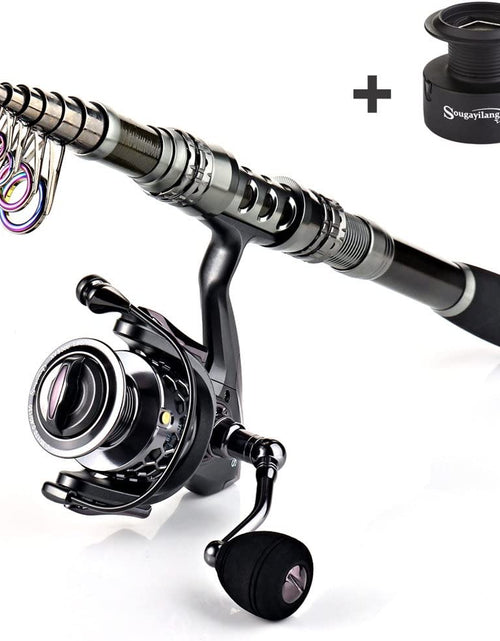 Load image into Gallery viewer, Fishing Rod Reel Combo with Telescopic Fishing Pole Spinning Reel Carrier Bag for Travel Saltwater Freshwater Fishing

