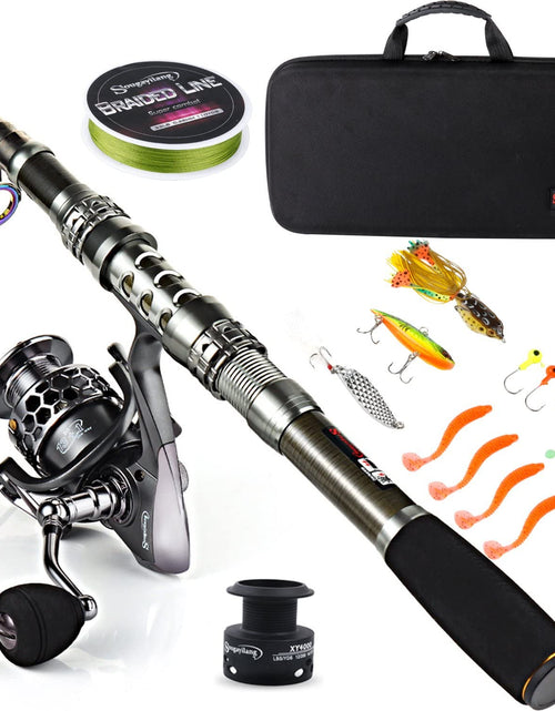 Load image into Gallery viewer, Fishing Rod Reel Combo with Telescopic Fishing Pole Spinning Reel Carrier Bag for Travel Saltwater Freshwater Fishing
