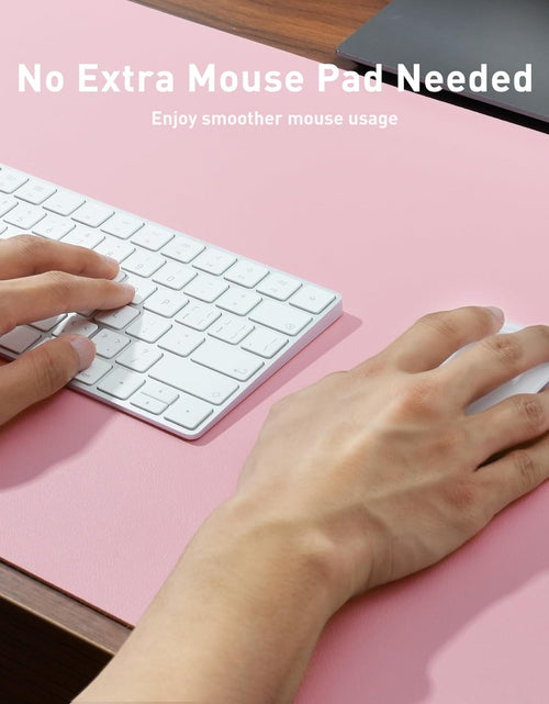 Load image into Gallery viewer, Leather Desk Pad Protector, Mouse Pad, Office Desk Mat, Non-Slip PU Leather Desk Blotter, Laptop Desk Pad, Waterproof Desk Writing Pad for Office and Home (31.5" X 15.7", Fairy Pink)
