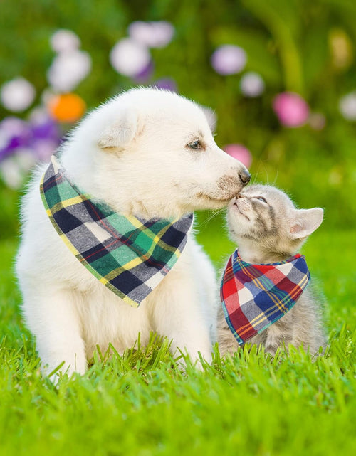 Load image into Gallery viewer, 12 Piece Dog Bandanas Plaid Dog Scarf Pet Triangle Bibs Adjustable Accessories Bulk Kerchief Buffalo Plaid Bandanas Decor for Small or Medium Cat Dog Pet (Lattice Graphic)
