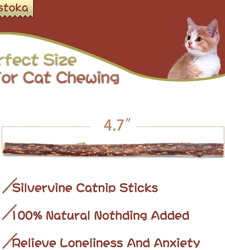 Cat Toys - Silvervine & Matatabi Catnip Toys, 10PCS Indoor Kitty Chew Sticks & Wand Toys for Bored Cats