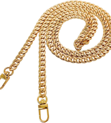 DIY Iron Flat Chain Strap Handbag Chains Purse Chain Straps Shoulder Cross Body Replacement Straps with Metal Buckles (47", Gold)