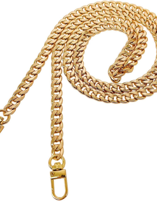Load image into Gallery viewer, DIY Iron Flat Chain Strap Handbag Chains Purse Chain Straps Shoulder Cross Body Replacement Straps with Metal Buckles (47", Gold)
