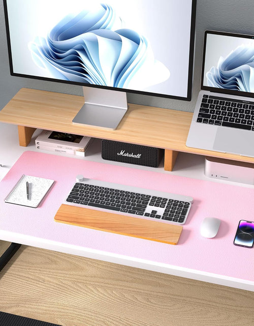 Load image into Gallery viewer, Leather Desk Pad Protector, Mouse Pad, Office Desk Mat, Non-Slip PU Leather Desk Blotter, Laptop Desk Pad, Waterproof Desk Writing Pad for Office and Home (31.5" X 15.7", Fairy Pink)
