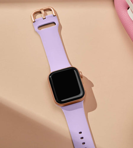 Adepoy Compatible with Apple Watch Bands 45Mm 44Mm 42Mm, Soft Silicone Sport Wristbands Replacement Strap with Classic Clasp for Iwatch Series SE 7 6 5 4 3 2 1 for Women Men, Lavender 42/44/45Mm