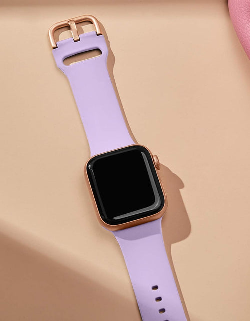 Load image into Gallery viewer, Adepoy Compatible with Apple Watch Bands 45Mm 44Mm 42Mm, Soft Silicone Sport Wristbands Replacement Strap with Classic Clasp for Iwatch Series SE 7 6 5 4 3 2 1 for Women Men, Lavender 42/44/45Mm
