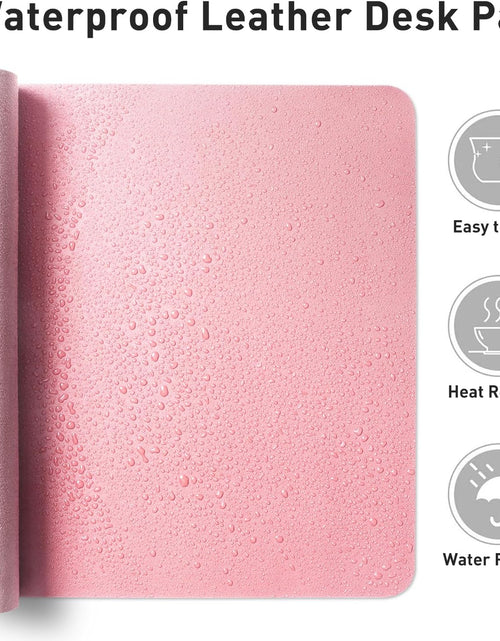 Load image into Gallery viewer, Leather Desk Pad Protector, Mouse Pad, Office Desk Mat, Non-Slip PU Leather Desk Blotter, Laptop Desk Pad, Waterproof Desk Writing Pad for Office and Home (31.5" X 15.7", Fairy Pink)
