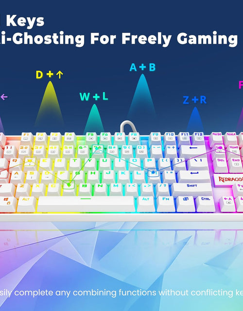 Load image into Gallery viewer, K552P Mechanical Gaming Keyboard TKL with 18 Backlight Modes, Hot-Swappable Red Switches, 87-Key Compact Ergonomic Design, N-Key Rollover &amp; Software Programmable Macro - RGB, White
