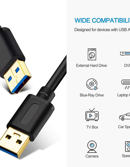 Load image into Gallery viewer, USB 3.0 Male to Male Cable 6Ft,Usb to USB Cable with Gold-Plated Connector for Hard Drive Enclosures, DVD Player, Laptop Cooler (6Ft/1.8M)
