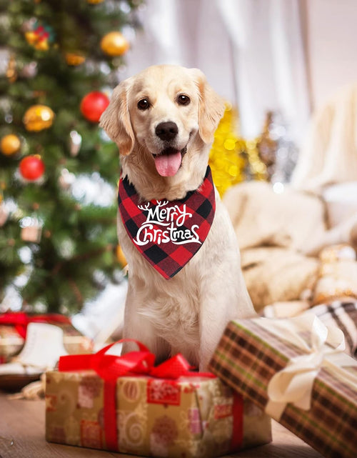 Load image into Gallery viewer, 2 Pack Dog Bandana Christmas Classic Buffalo Plaid Pets Scarf Triangle Bibs Kerchief Set Pet Costume Accessories Decoration for Small Medium Large Dogs Cats Pets (Large)
