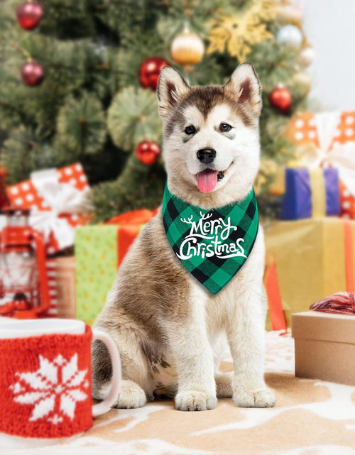 Load image into Gallery viewer, 2 Pack Dog Bandana Christmas Classic Buffalo Plaid Pets Scarf Triangle Bibs Kerchief Set Pet Costume Accessories Decoration for Small Medium Large Dogs Cats Pets (Large)
