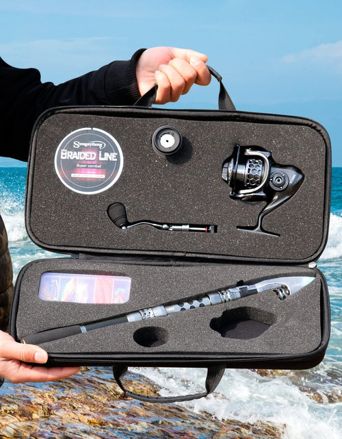 Load image into Gallery viewer, Fishing Rod Reel Combo with Telescopic Fishing Pole Spinning Reel Carrier Bag for Travel Saltwater Freshwater Fishing
