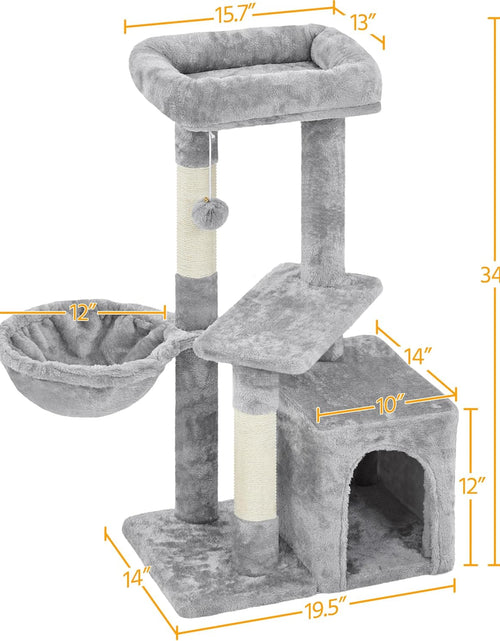 Load image into Gallery viewer, Cat Tree 34In Cat Tower Plush Cover with Condo, Platform &amp; Basket for Indoor Kittens, Cat Furniture Activity Tree
