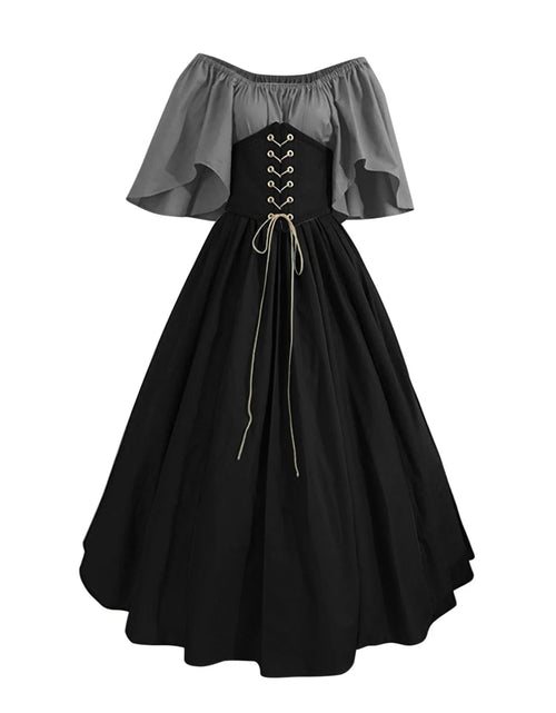Load image into Gallery viewer, Womens Renaissance Faire Dresses Medieval Irish Traditional plus Size Dresses Ruffle over Dress Corset Retro Cosplay Gown
