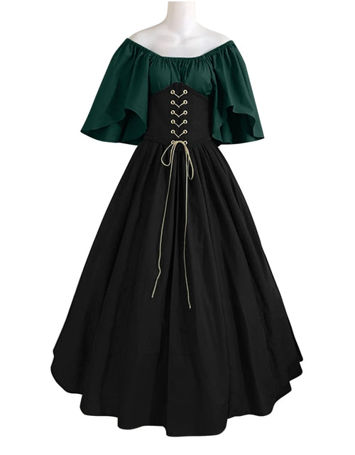 Load image into Gallery viewer, Womens Renaissance Faire Dresses Medieval Irish Traditional plus Size Dresses Ruffle over Dress Corset Retro Cosplay Gown
