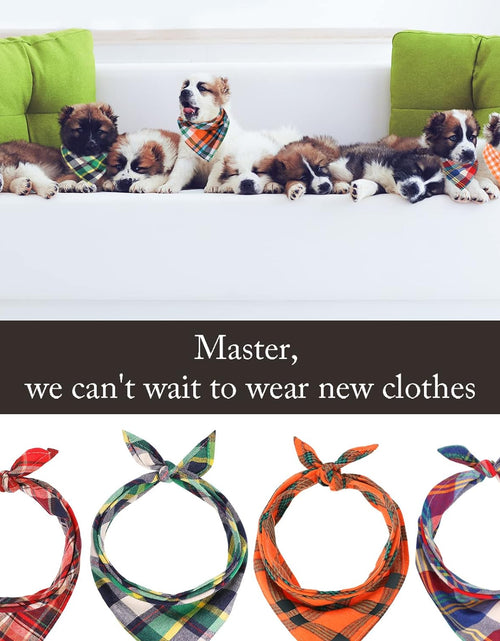 Load image into Gallery viewer, 12 Piece Dog Bandanas Plaid Dog Scarf Pet Triangle Bibs Adjustable Accessories Bulk Kerchief Buffalo Plaid Bandanas Decor for Small or Medium Cat Dog Pet (Lattice Graphic)
