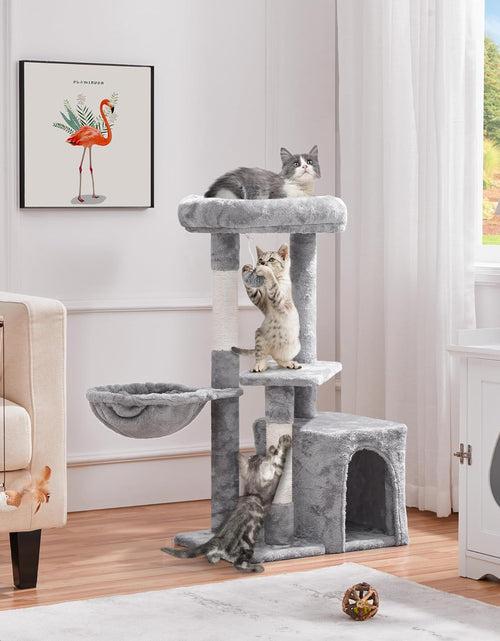 Load image into Gallery viewer, Cat Tree 34In Cat Tower Plush Cover with Condo, Platform &amp; Basket for Indoor Kittens, Cat Furniture Activity Tree
